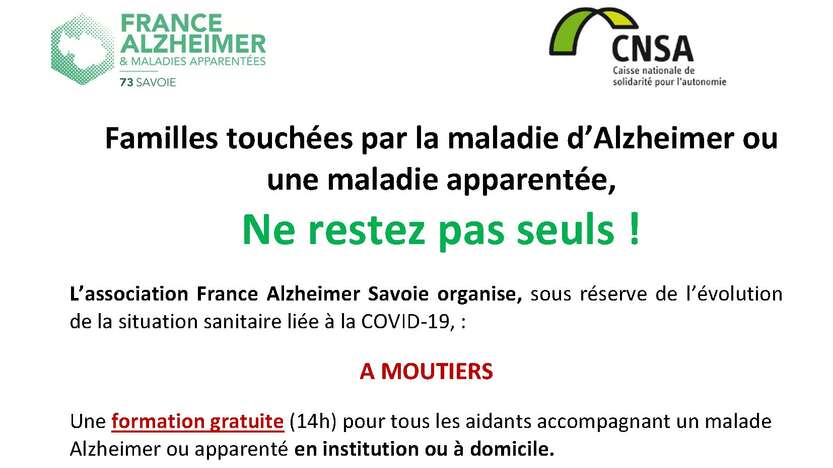 Formation de proches aidants de personnes atteintes de la maladie d'Alzheimer ou apparentée