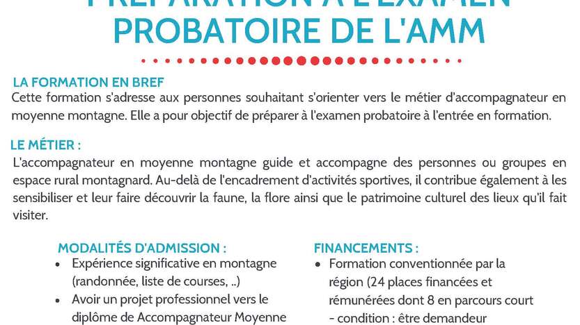 Préparation à l'examen probatoire de l'Accompagnateur de Moyenne Montagne (AMM), une aide pour les demandeurs d'emploi